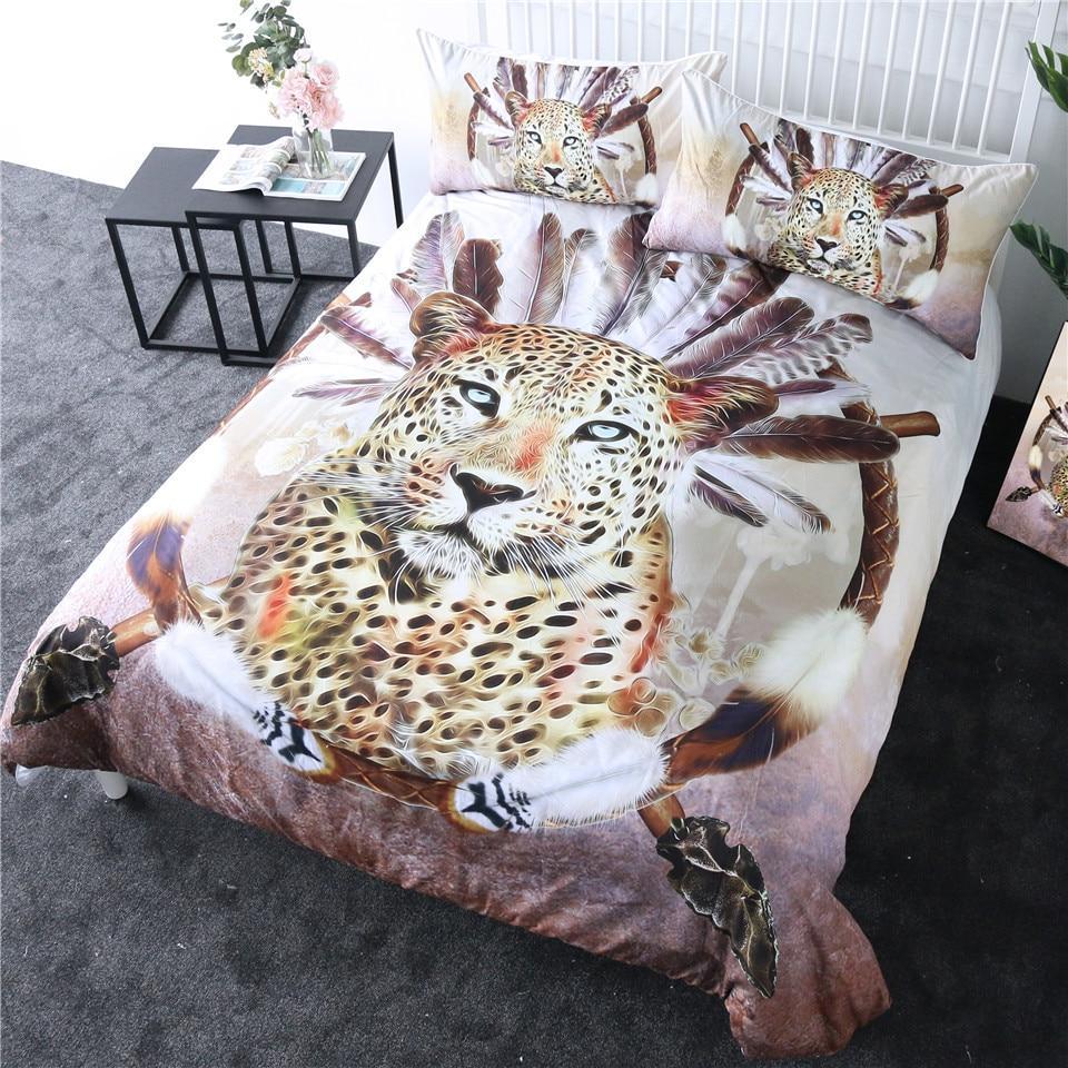 Dreamcatcher Leopard SCFBD032004 3 Pieces Quilted Comforter Set