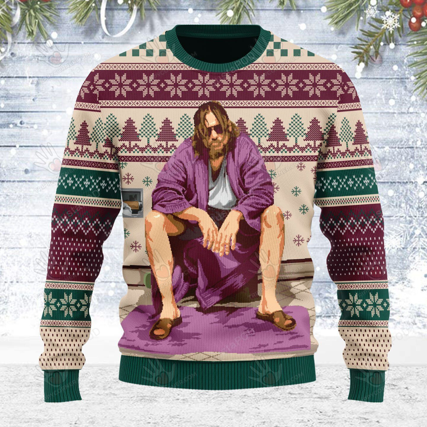 The Big Lebowski Inspired Bathroom Ugly Christmas Sweater, All Over… Ugly Sweater Christmas Gift