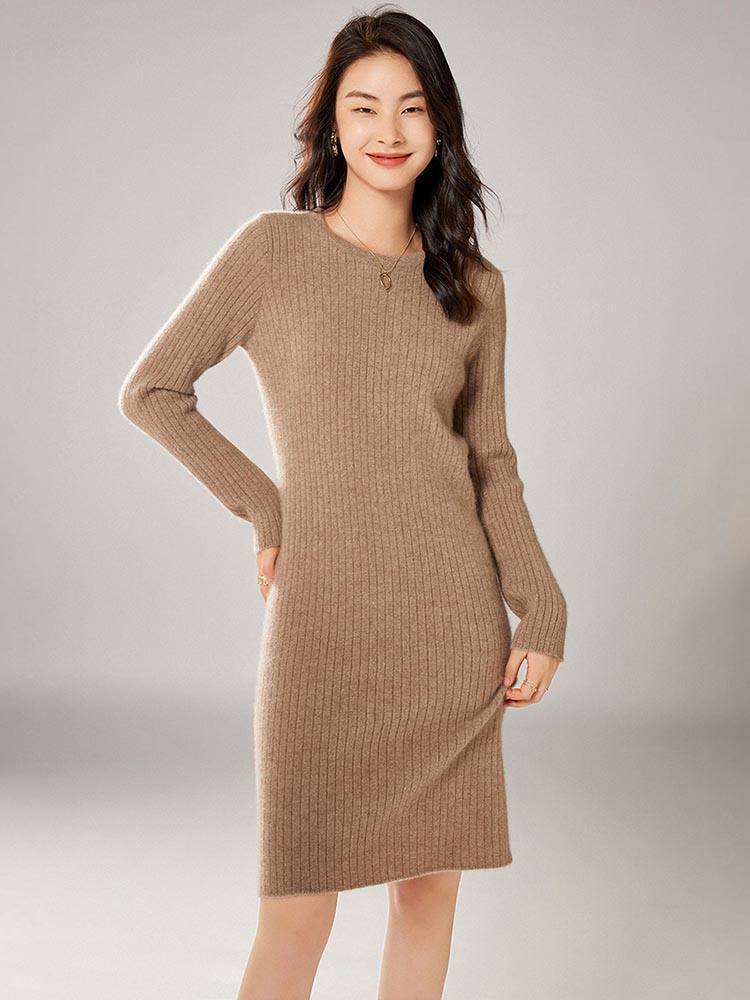 Women Sweaters Long Slim Jumpers 100% Pure Merino Wool Knitted Dresses Ladies 4Colors Soft Warm Pullovers for Female Clothes alx