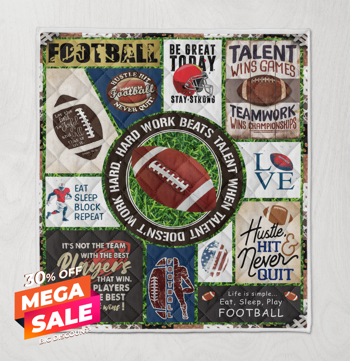 I Love Football CL2709212MDF Quilt Blanket