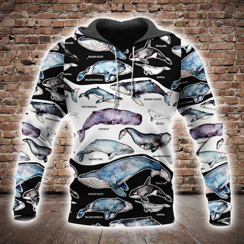 Love Whale All Over Printed Hoodie AI100107