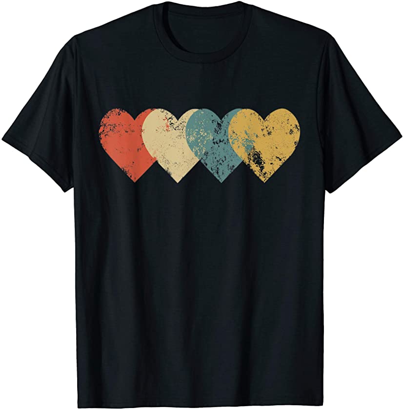 Vintage Hearts Cool Retro Valentines Day Gift for Women Men T-Shirt