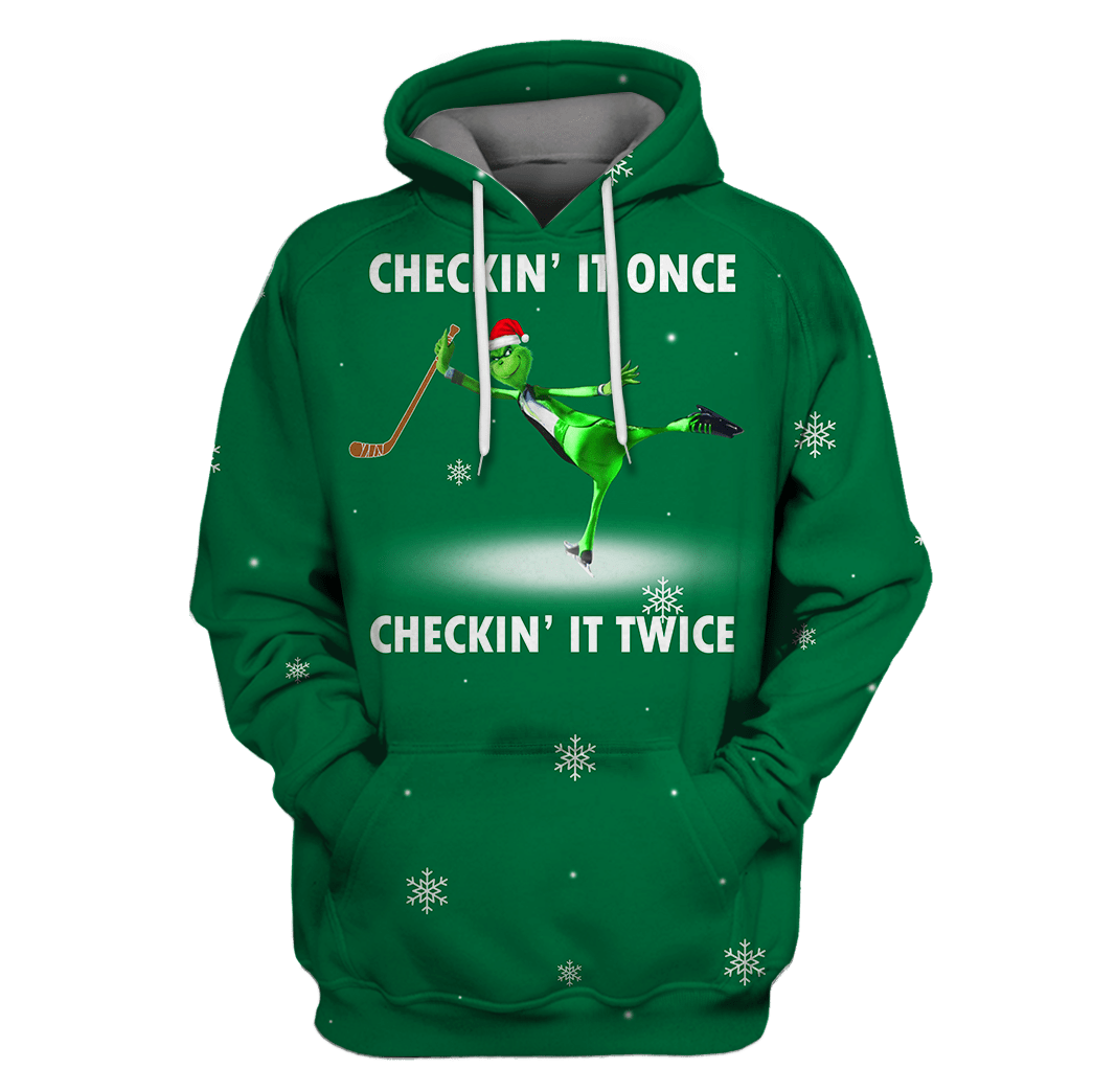 Grinch T-Shirt Grinch Checking It Once Checking It Twice Green Hoodie Grinch Hoodie