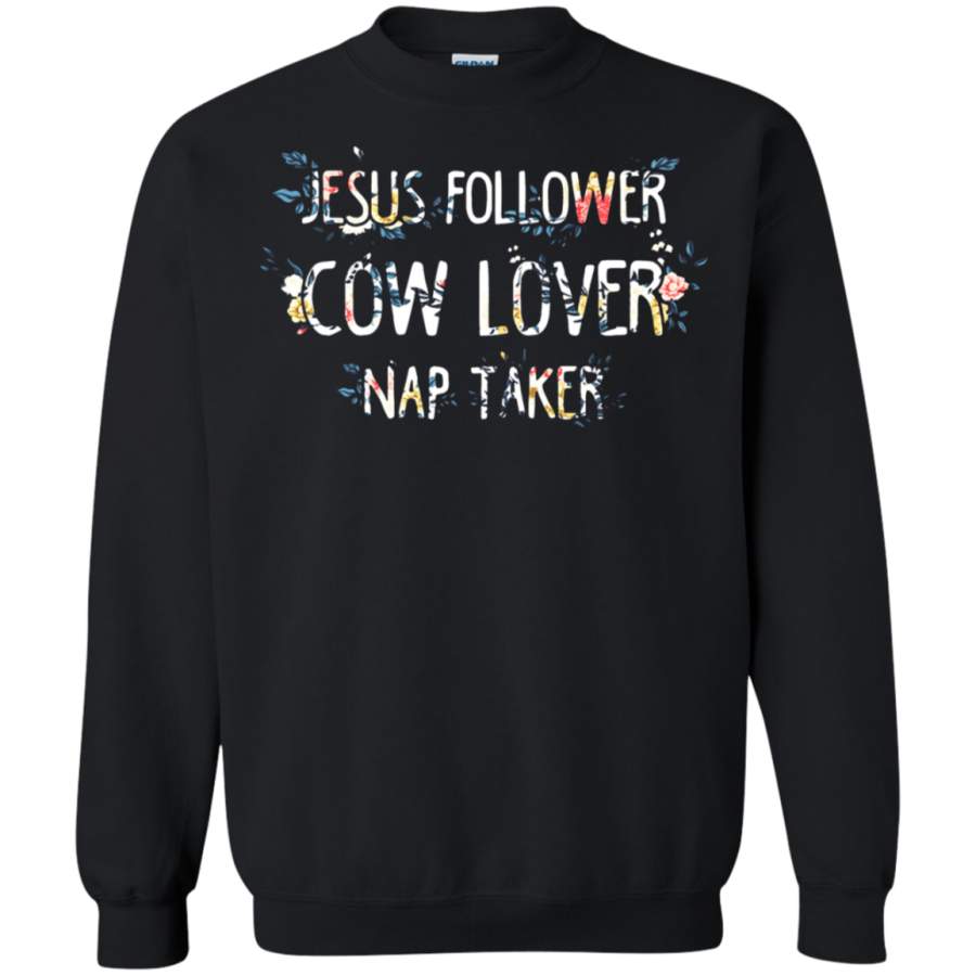 AGR Jesus Follower Cow Lover Nap Taker Flower Patterns Sweatshirt