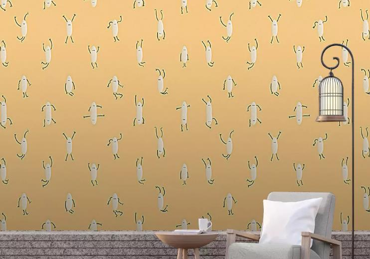 3D Cartoon Animal Yellow Wall Mural Wallpaper Lqh 583