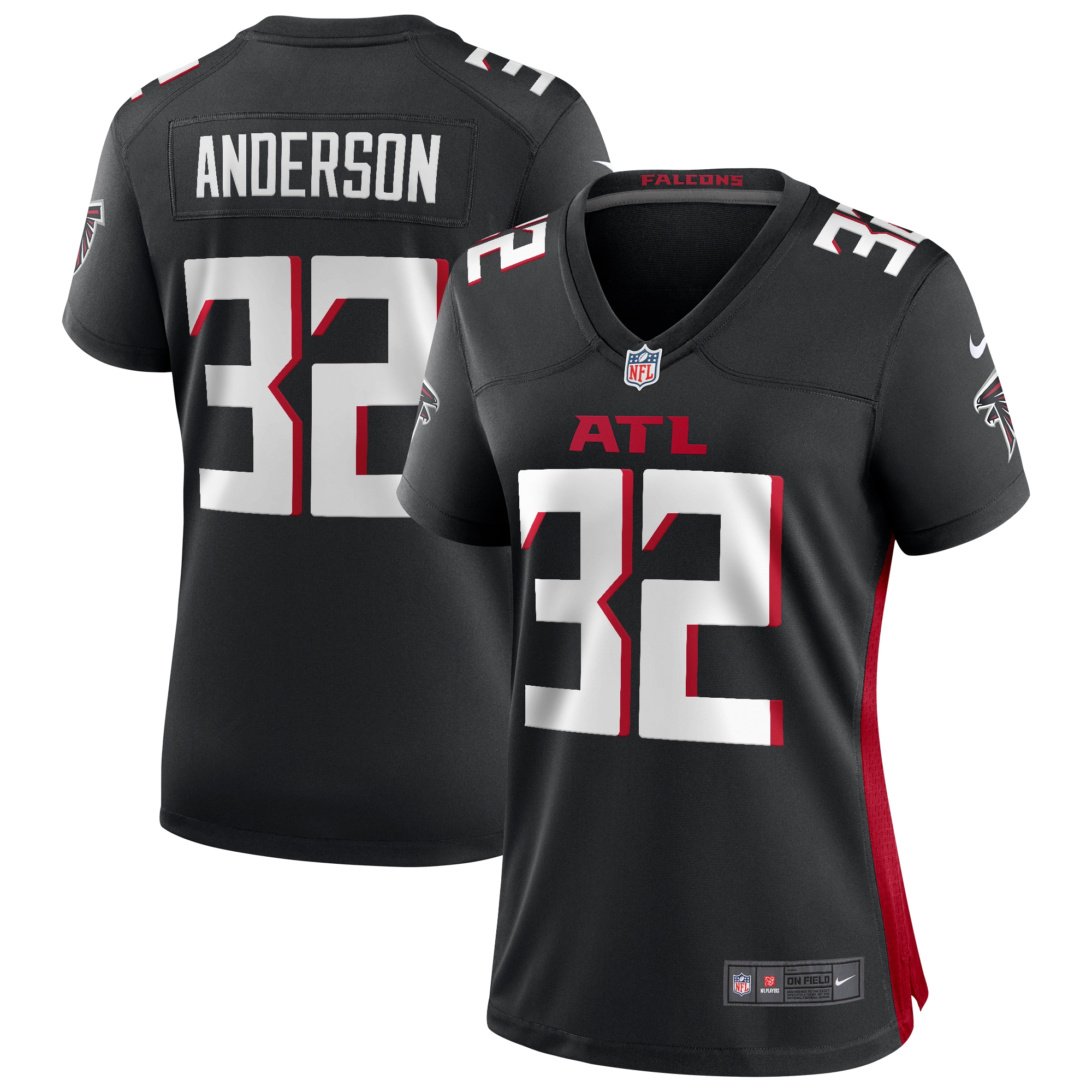 Women’s Atlanta Falcons Jamal Anderson Black Game Retired Player Jersey