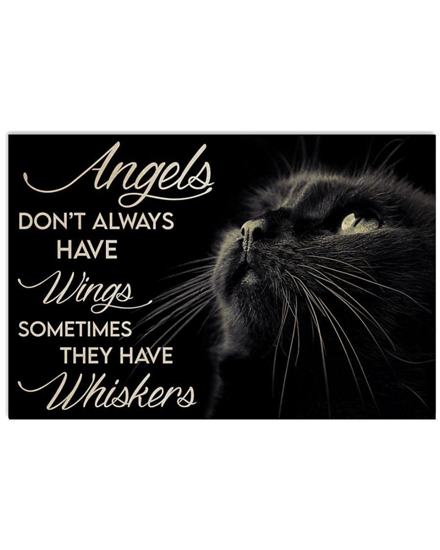 Black Cat Angels Whiskers Poster Home – Best Idea Gift , Gift For Home Decor, Gift For Family – Horizontal Canvas Matte Canvas Wall Art