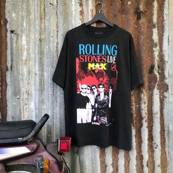 Rare Vtg 90S The Rolling Stone Band Live At The Max Castle Multi Media Rolling Stone Band Shirt Nice Design With Deadstock Condition Shirt