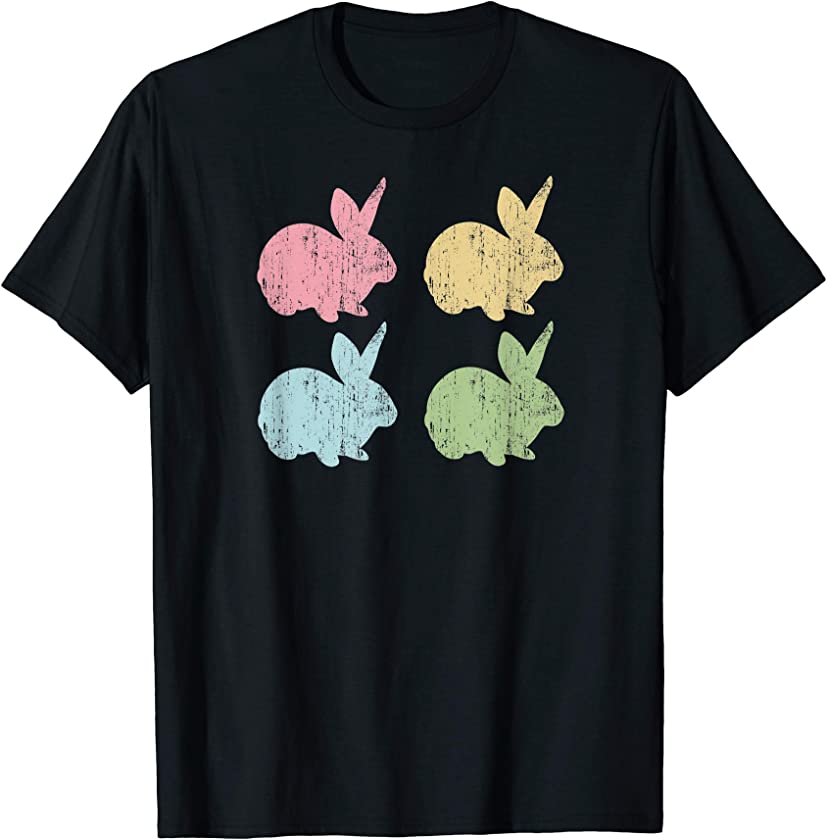 Easter Bunnies Retro Vintage Pastel Girl Kid Women Bunny Mom T-Shirt