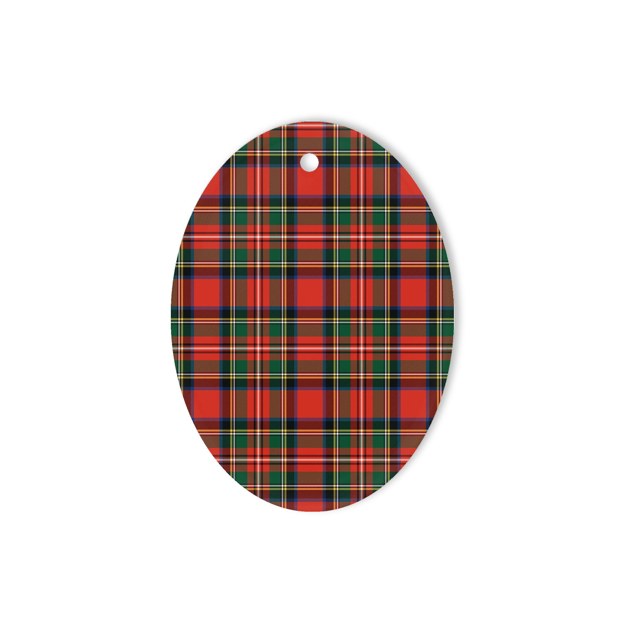 Stewart Royal Modern Tartan Oval Ornaments, Christmas Tree Ornament, Plaid Christmas Ornaments, Ceramic Oval Christmas Tree Decoration