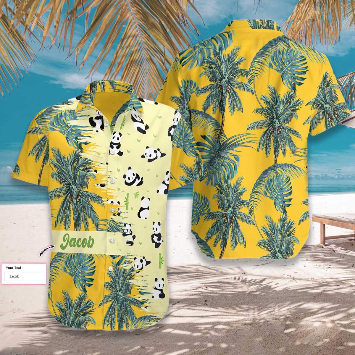 Apayprint Panda Yellow Tropical Personalized Hawaii Shirt Ha40662