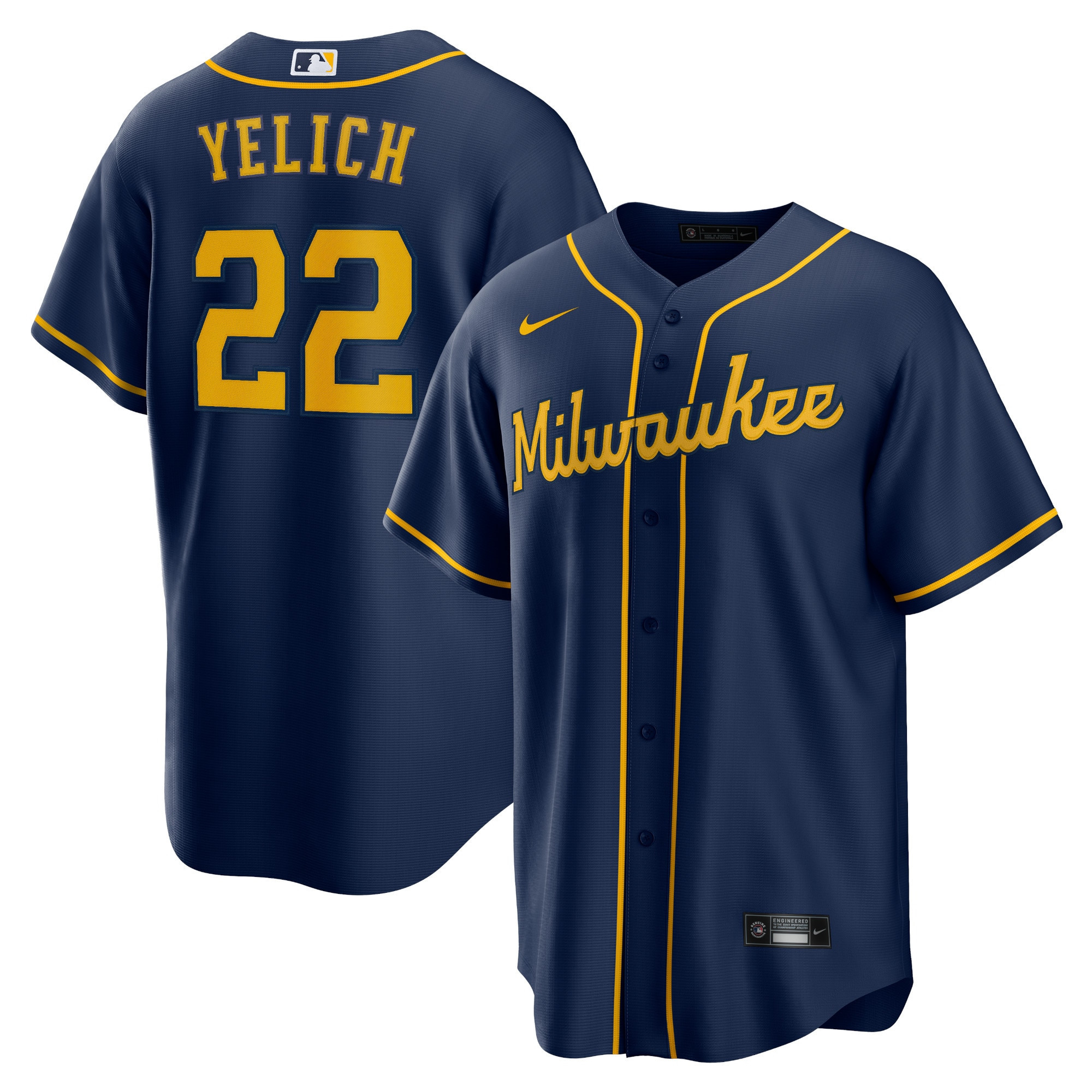 Christian Yelich Milwaukee Brewers Alternate Replica Player Jersey Navy MLB