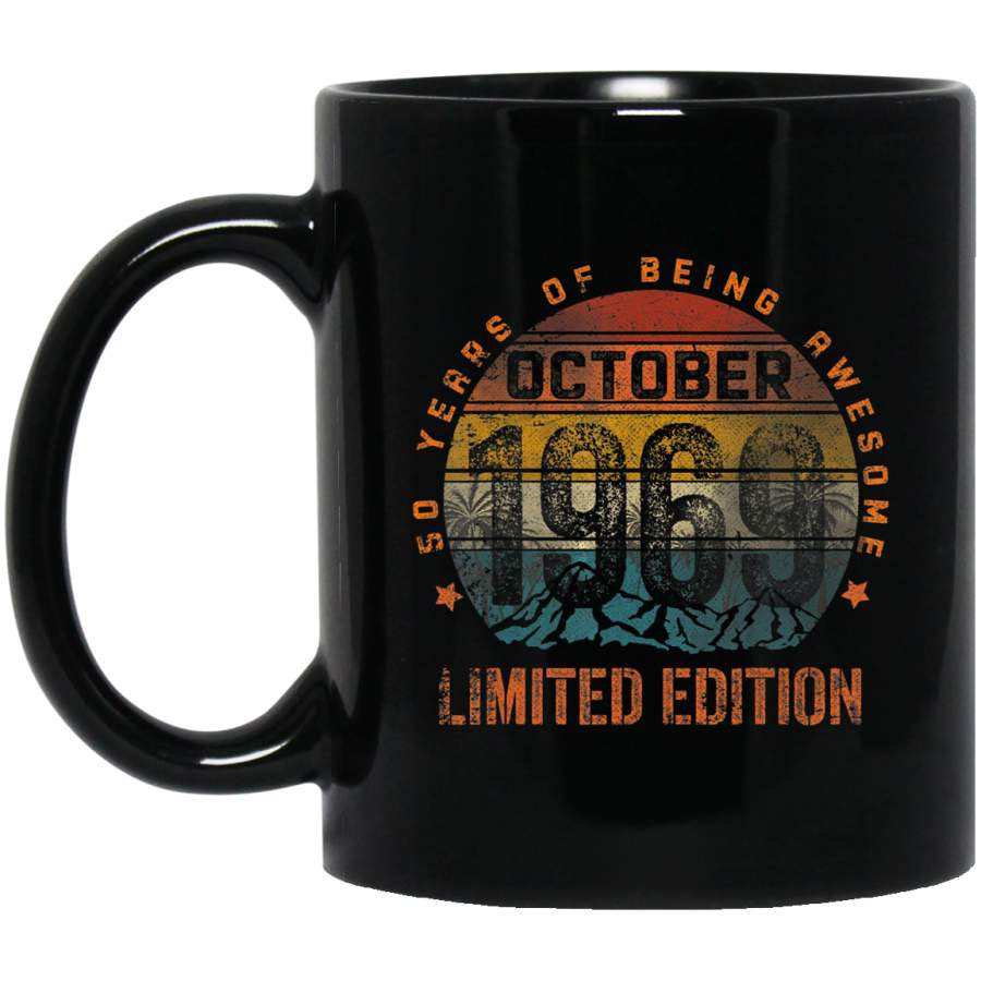 Classic 50th Birthday Gift Men Women Vintage October 1969 Coffee Mug