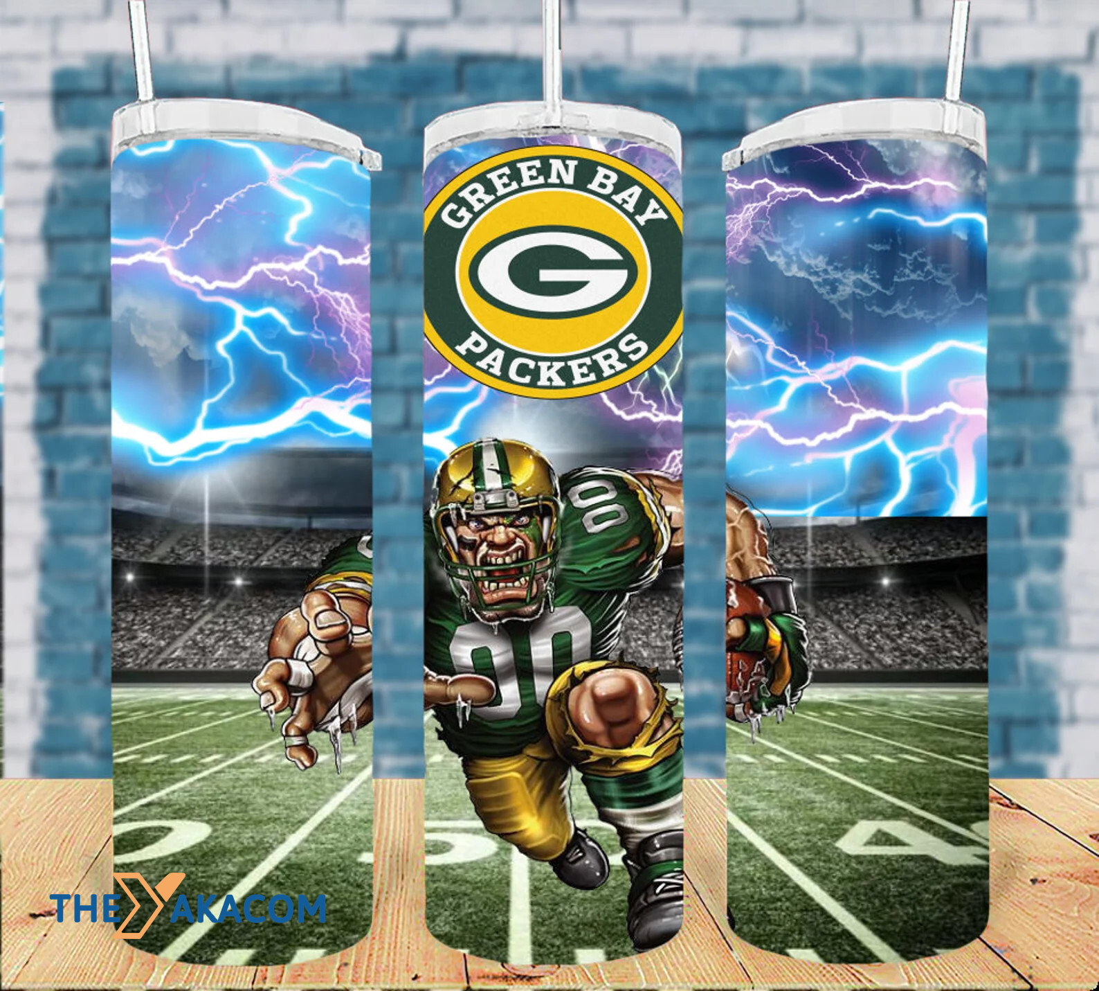 Strong Player On The Stadium And Lightening Green Bay Packers Tumbler