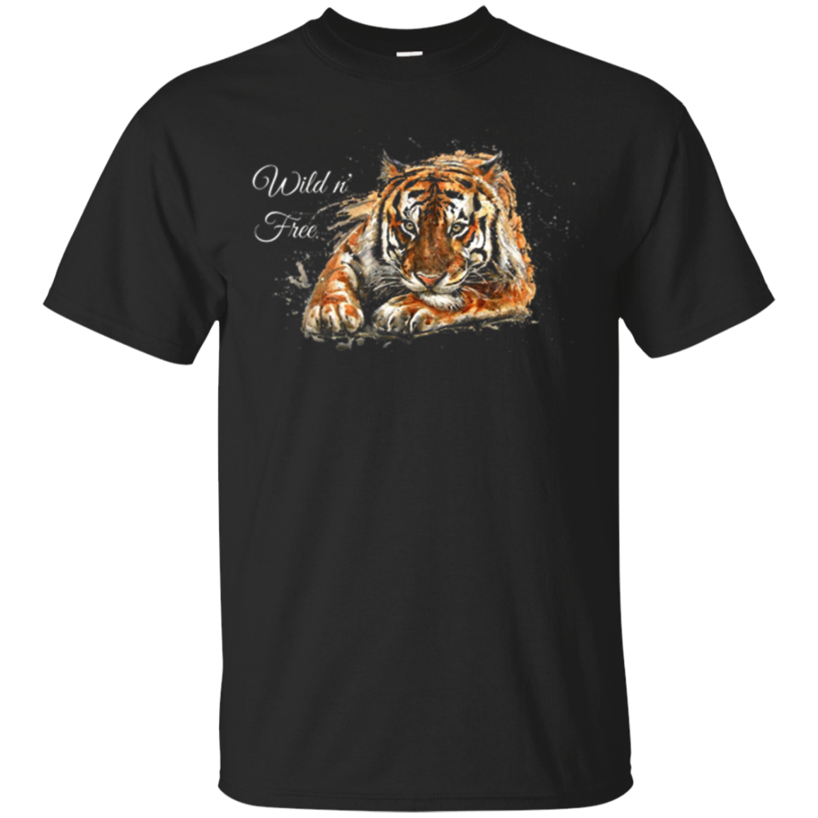 Wild And Free Tiger T-Shirt With Water Color Tiger Painting