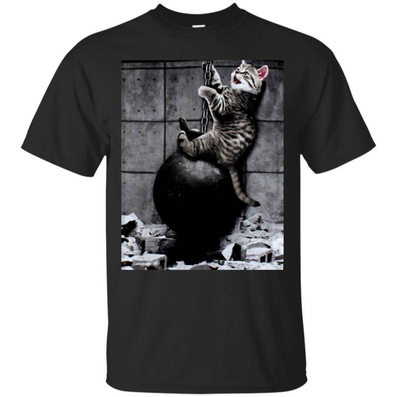 Shirtwerks Kitty Kitten Riding Wrecking Ball T Shirt