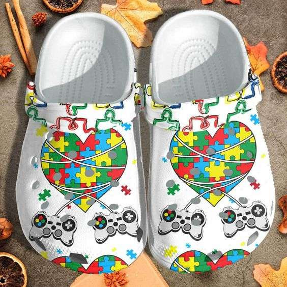 Autism Awareness Day Video Game Controller Autism Puzzle Pieces Crocband Clog Shoes