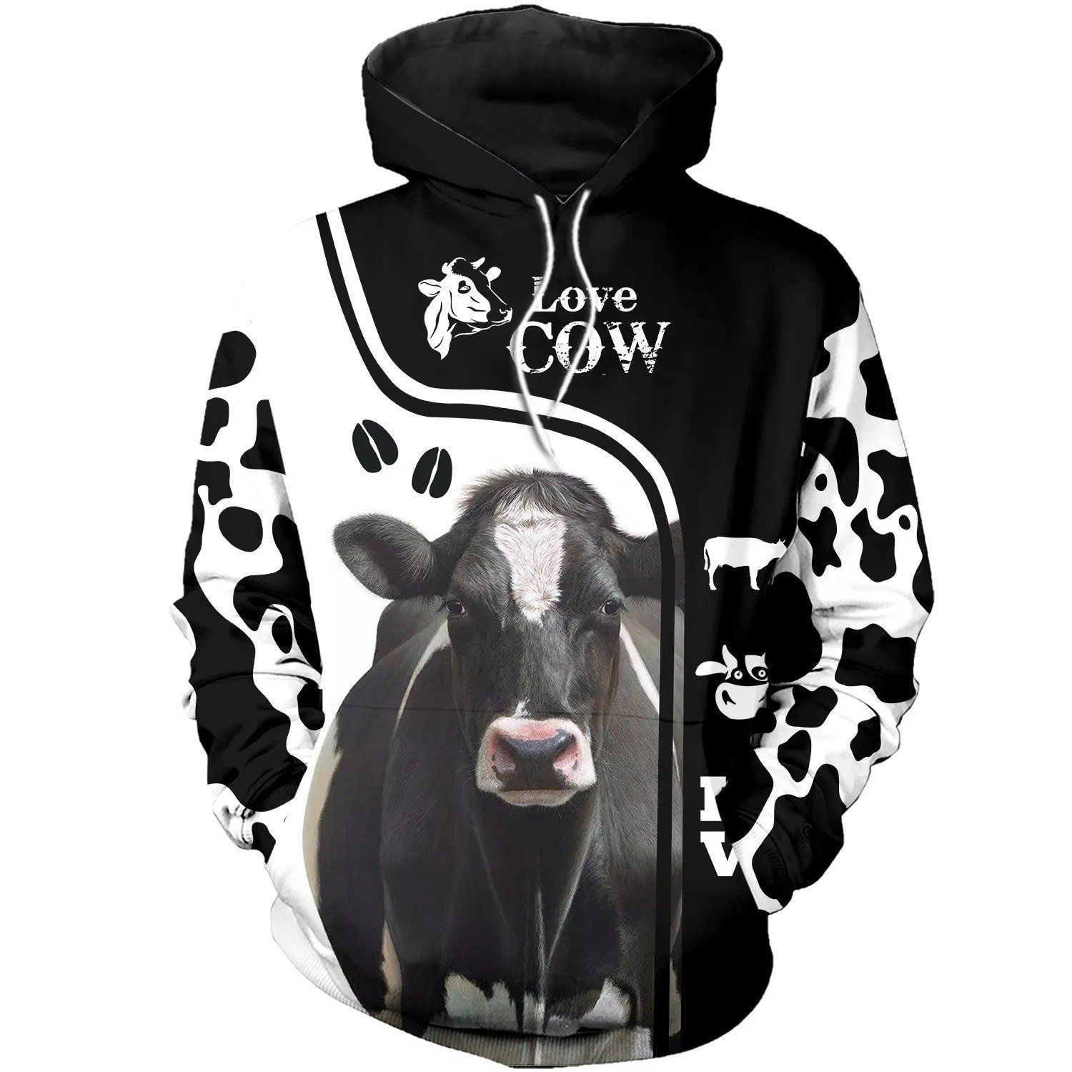 Dairy Cow Black And White Unique 3D Printed Sublimation Hoodie Hooded Sweatshirt Comfy Soft And Warm For Men Women S to 5XL CTC1601458