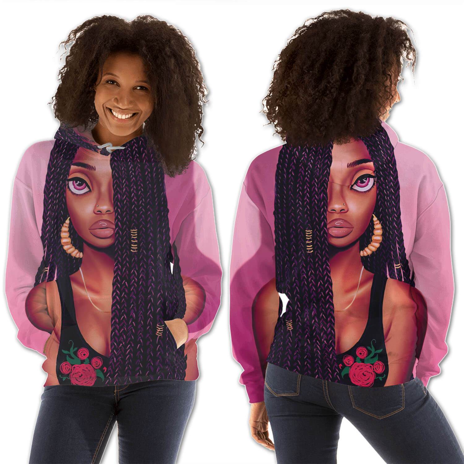 African American Hoodies Beautiful African American Woman All Over Print Womens Hooded Sweatshirt African American Fashion BPS08987