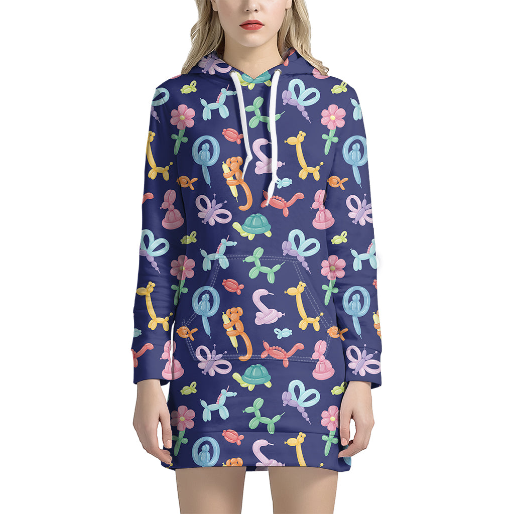 Animal Balloon Pattern Print Women’S Pullover Hoodie Dress