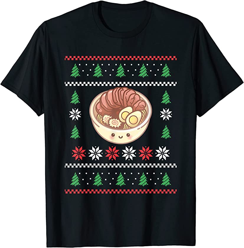 Ugly Christmas Ramen Japanese Soup Food New Year Santa Claus T-Shirt