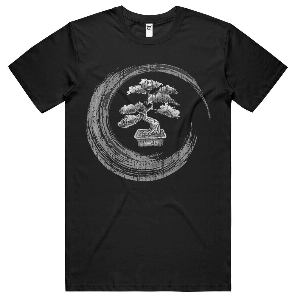 Bonsai Tree Enso Circle T-Shirt Vintage Zen Calligraphy Art T Shirts