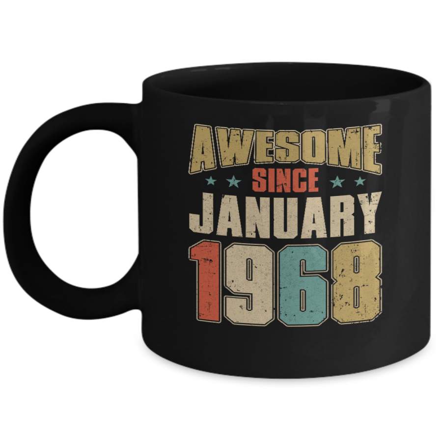 Vintage Retro Awesome Since January 1968 52th Birthday Mug