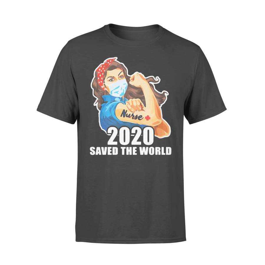 Strong Woman Mask Tattoo Nurse 2020 Saved The World Shirt