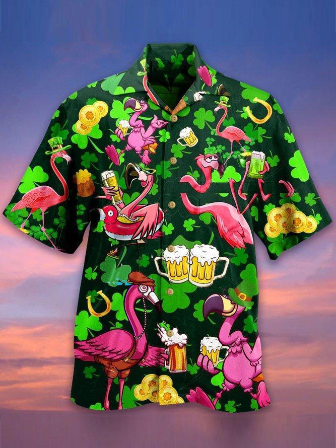 Flamingo And Beer Patricks Day Hawaii Shirt Ha95110