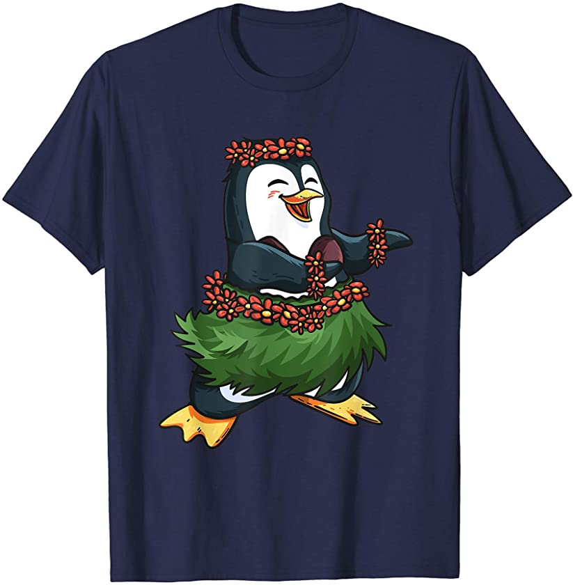 Cute Hawaiian Hula Penguin Penguin Day Luau Girls Women Gift T-Shirt