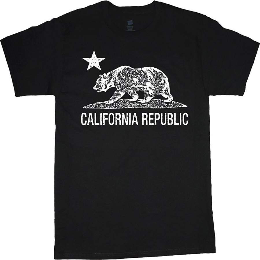 California Bear Decal Cali Flag T Shirt Fashion O-Neck Short Sleeved T-Shirts Summer Funny Loose Tee Shirt For Men