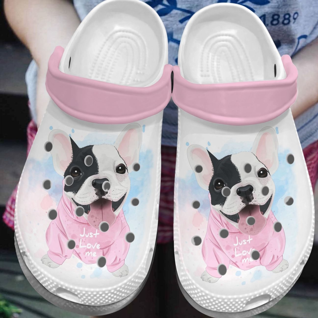 Frenchbulldog Personalize Clog, Custom Name, Text, Fashion Style For Women, Men, Kid, Print 3D Pinky Bulldog