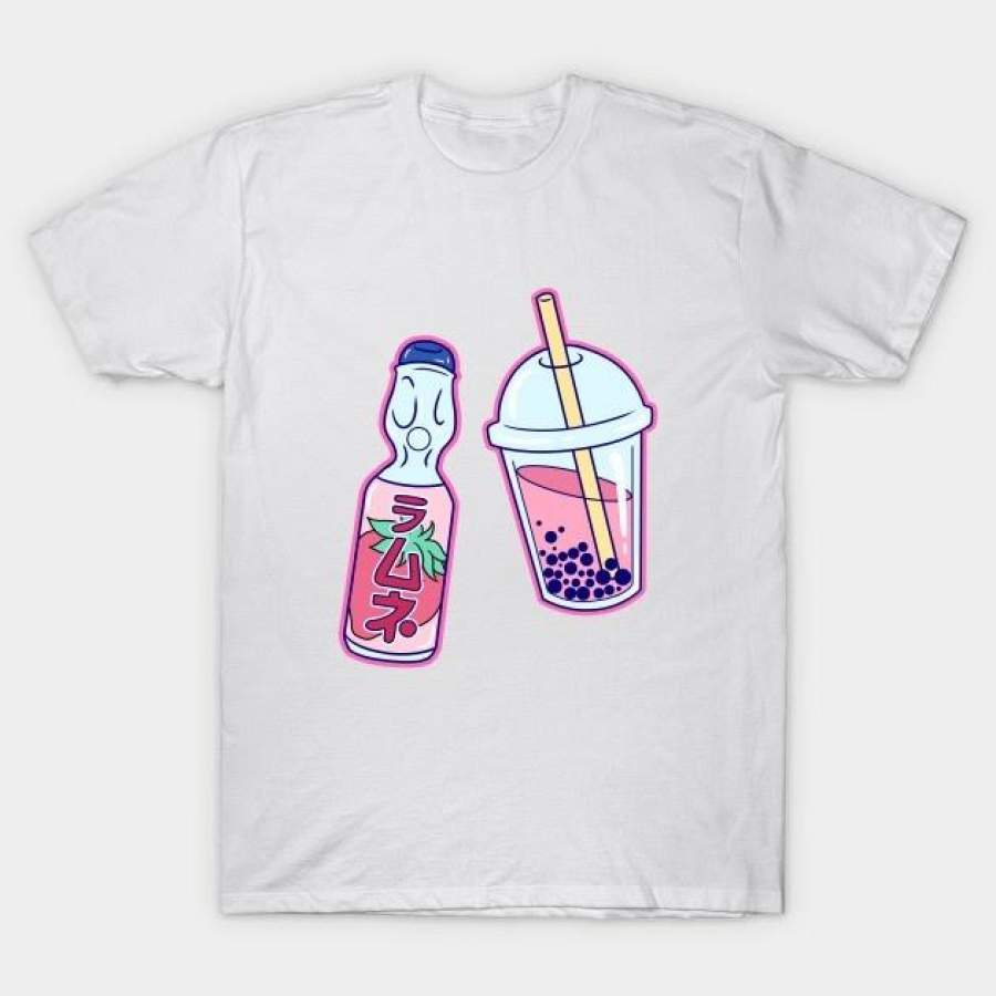 Thirsty T-Shirt Tokyo Tea Ramune Pink Aesthetic Manga Retro Cotton Comfortable Half Sleeve Five-Point Sleeve