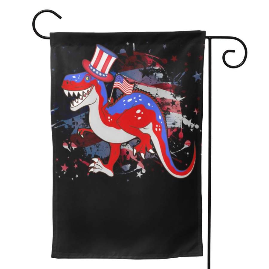 2 Pcs Garden Flag USA Patriotic Presidential Dinosaur Horizontal Poster 12.5″x18″ -Mothers Day, Birthday Gifts for Mom, Dad, Wife, Husband, Daughters, Grandma, Friends