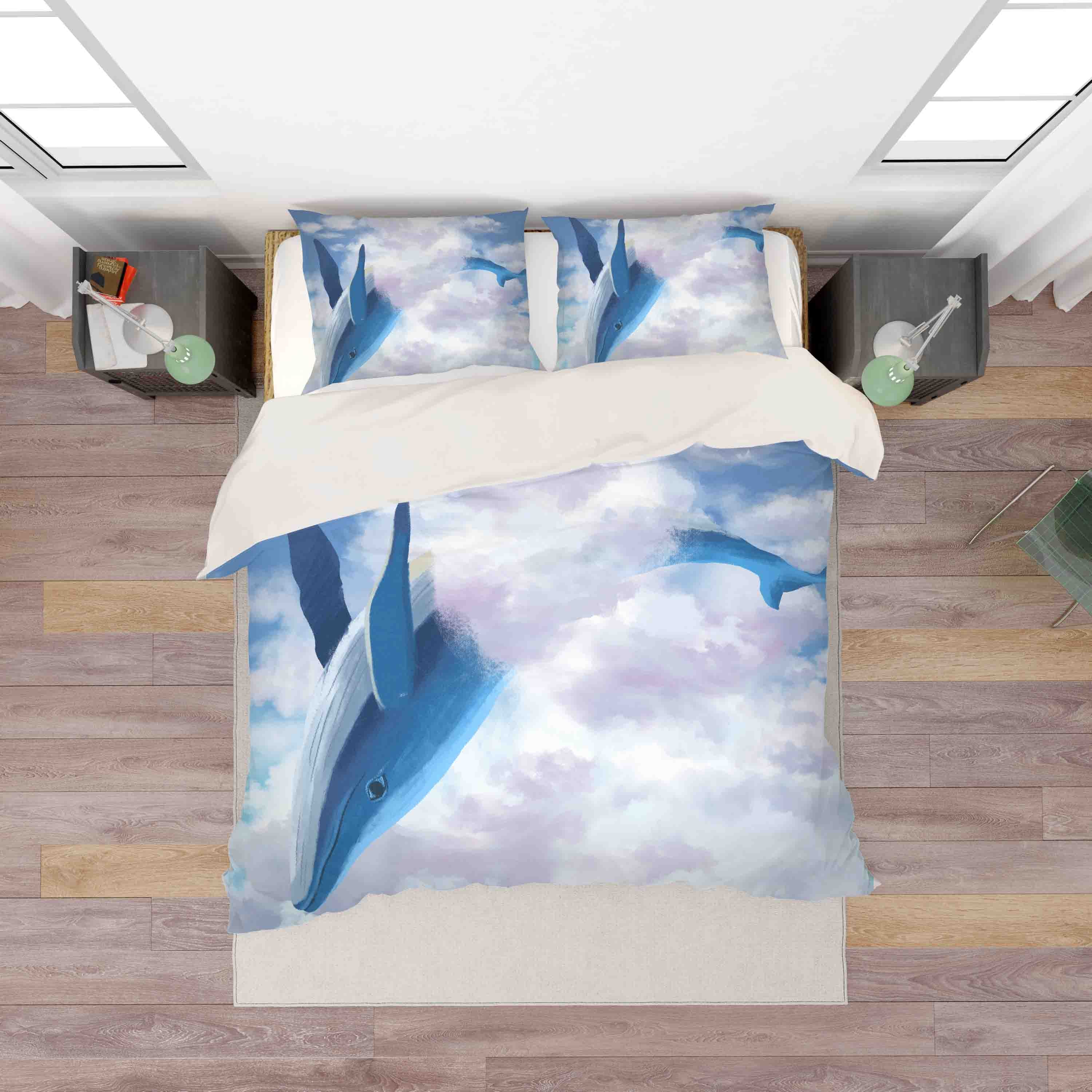 3D Blue Whale Clouds Quilt Cover Set Bedding Set Pillowcases 19