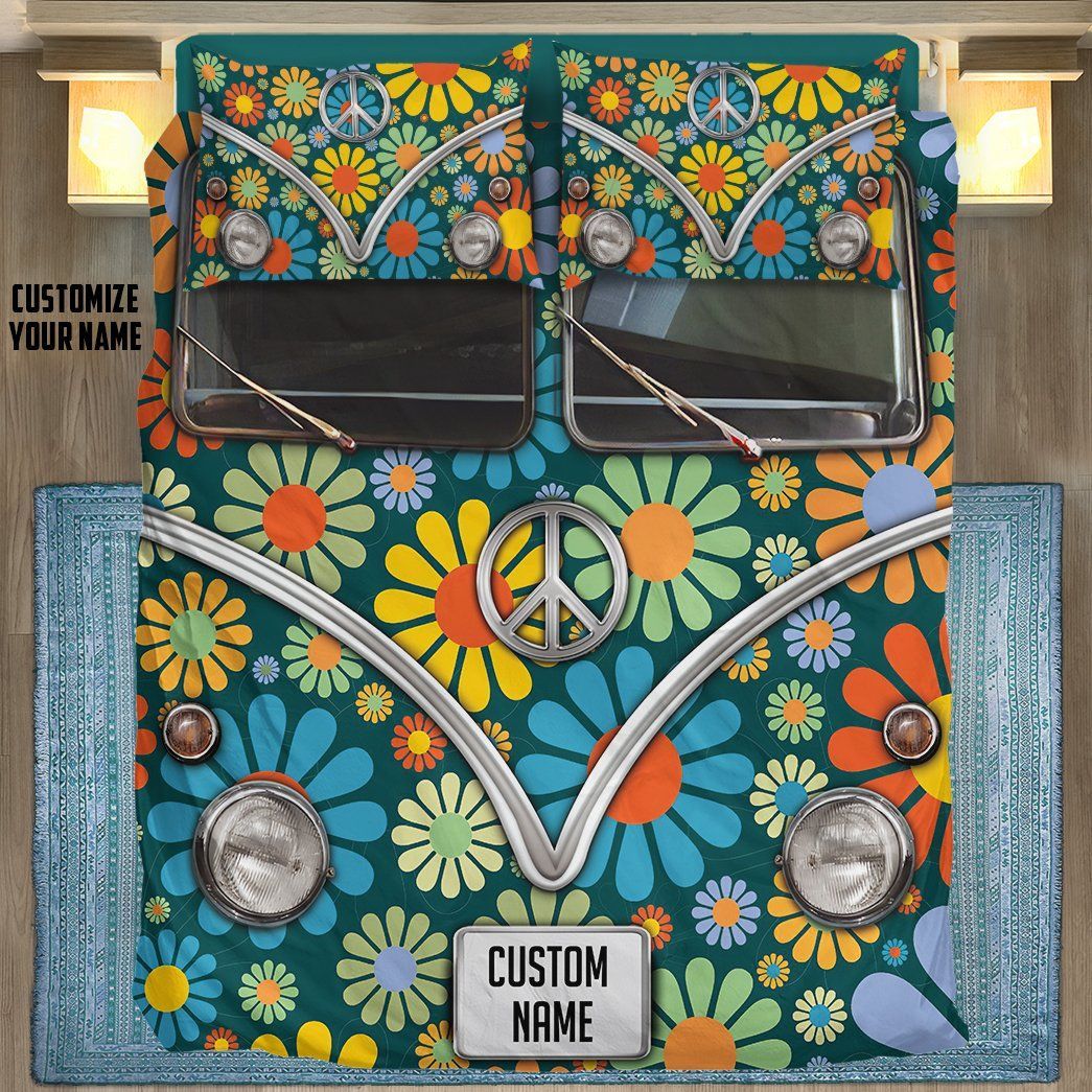 Casespring 3D Hippie Van Custom Name Bedding Set