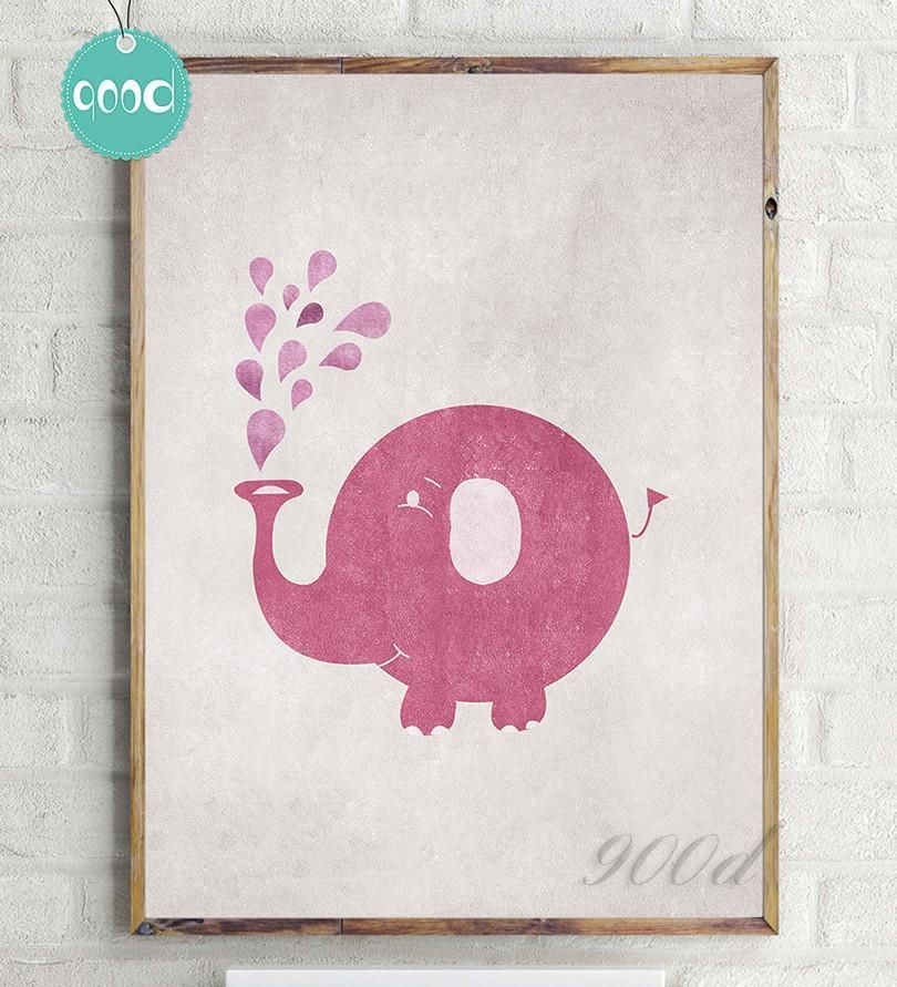 Vintage Cartoon Elephant Print Poster, Pictures For Home Ation, Ye070 Full Hd Personalized Customized Canvas Art Wall Art Wall Decor