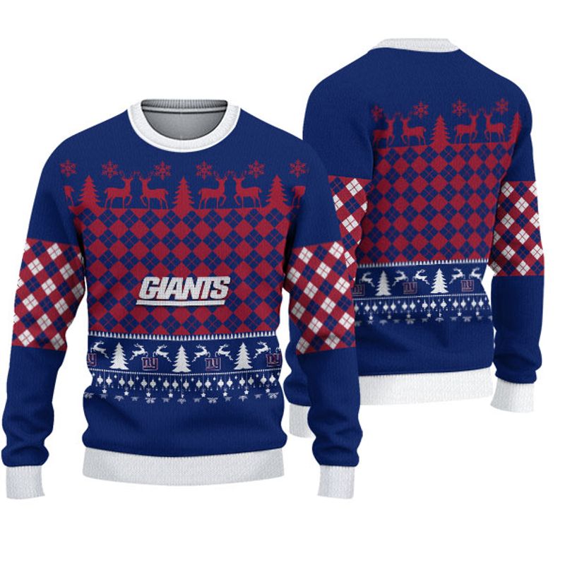 New York Giants Check Christmas Sweatshirt