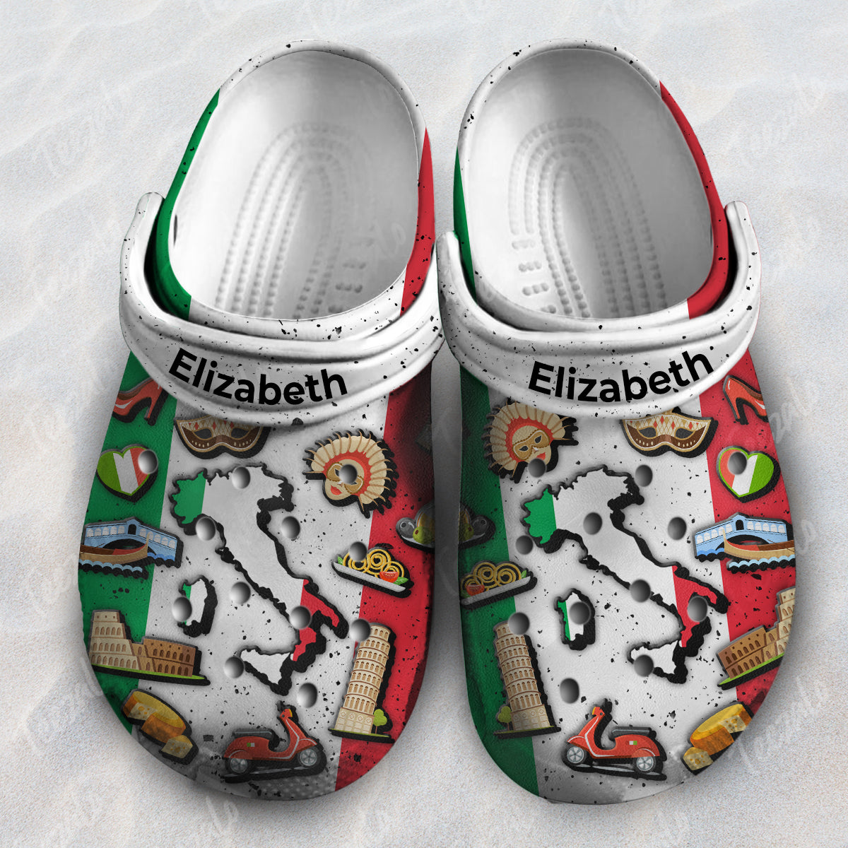 Italy Flag Symbols Personalized Clogs Shoes