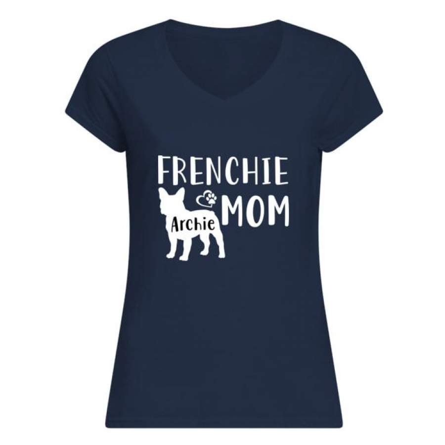 Frenchie Archie Mom Special Custom Design For Personalized Name Ladies V-Neck