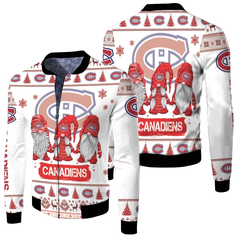 Christmas Gnomes Montreal Canadiens Ugly Sweatshirt Christmas 3D Fleece Bomber Jacket