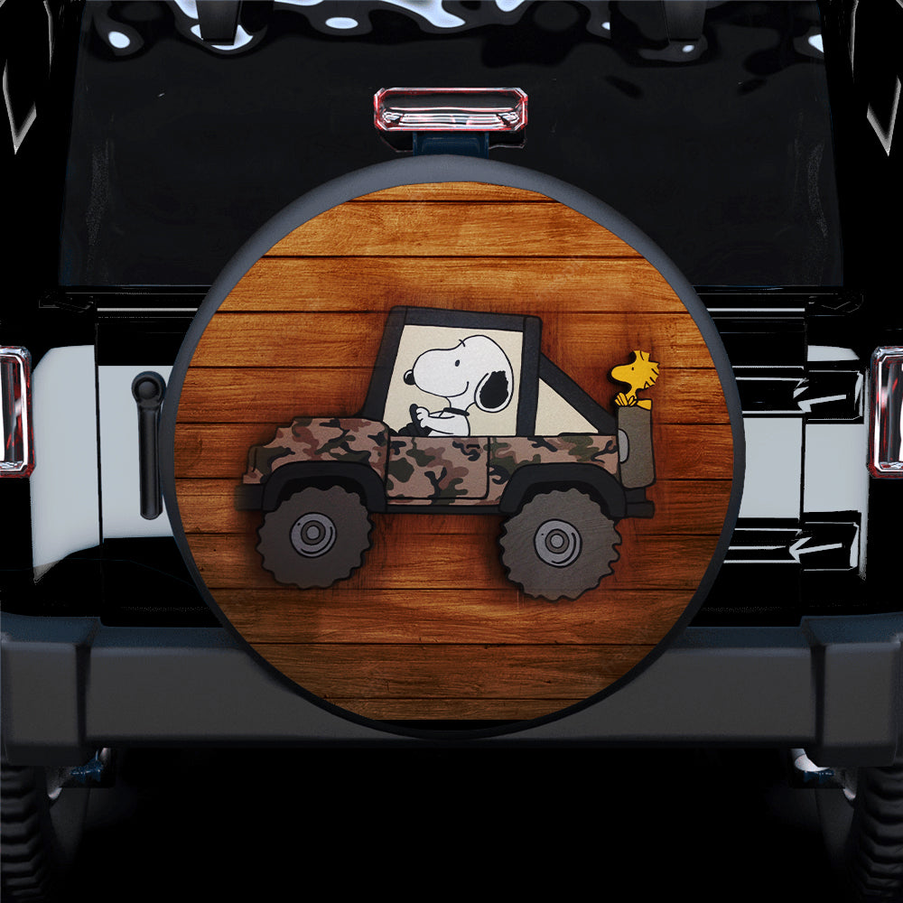 Snoopy Jeep Wood Car Spare Tire Covers Gift For Campers