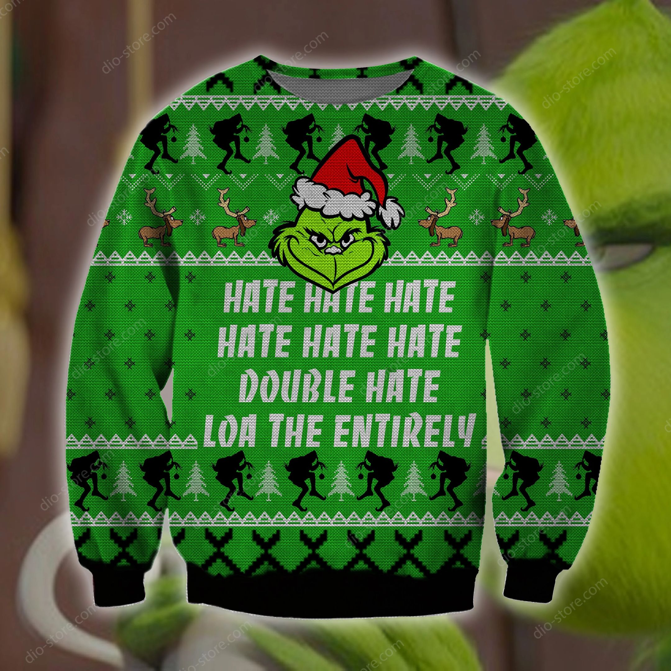 Unifinz Grinch Ugly Sweater Hate Hate Hate Double Hate Loa The Entirely Green Ugly Sweater 2022