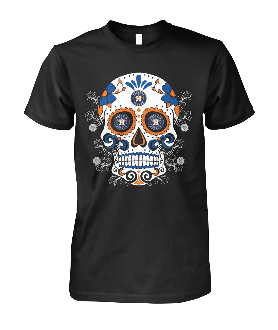 Calavera Sugar Skull Houston Astros Baseball Team Fans Day Of The Dead Women Men Shirts