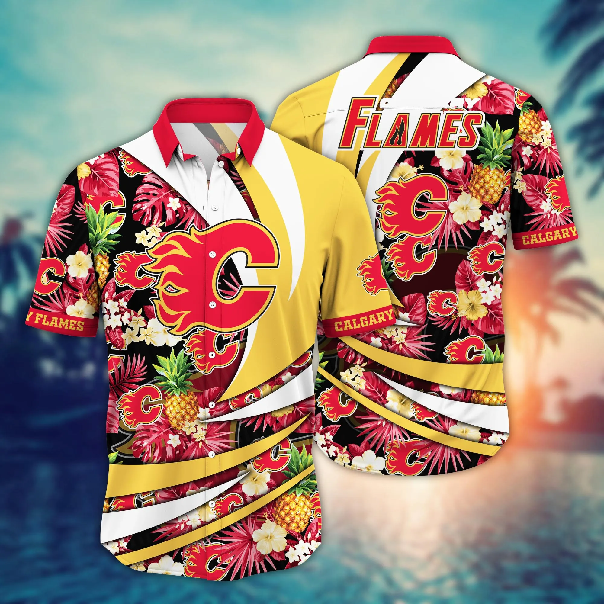 Calgary Flames Nhl Hawaiian Shirt Sun-Soaked Aloha Shirt