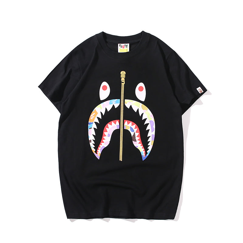 Bape Shark Head Camo Color Cotton T Shirt 243