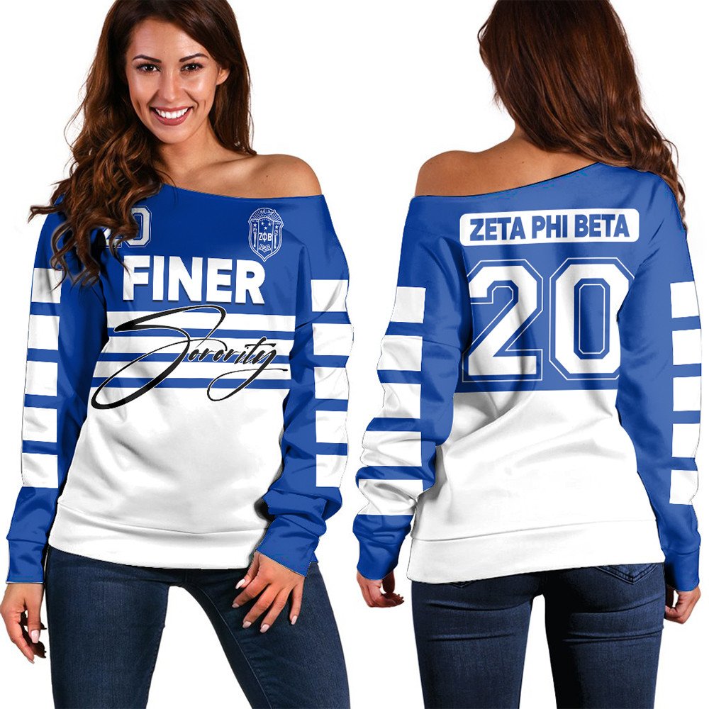 Sorority Sweatshirt – Zeta Phi Beta Sporty Premium Women Off Shoulder