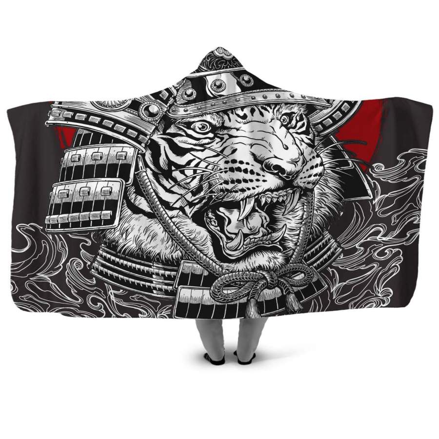 Warrior Tiger Hooded Blanket