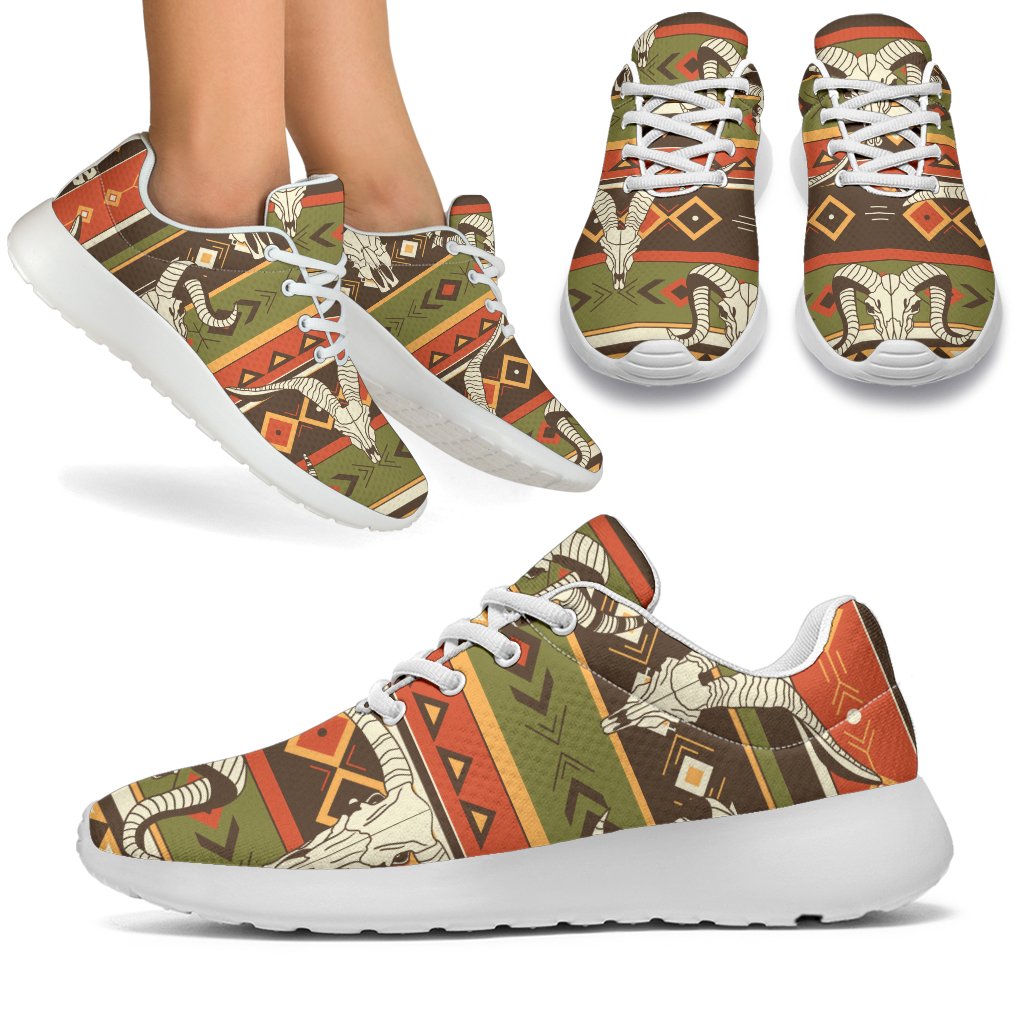 American Indian Skull Animal Sport Sneakers White