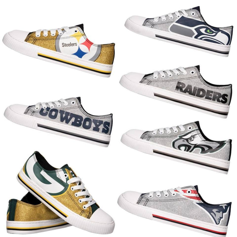 NFL Womens Glitter Low Top Canvas Shoes – Pick Your Team!